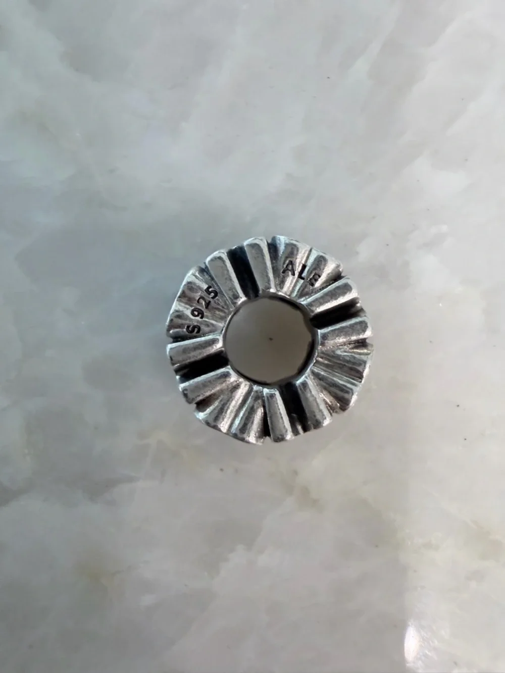 Pandora Silver MOM Bracelet Charm with Clear Heart Stone